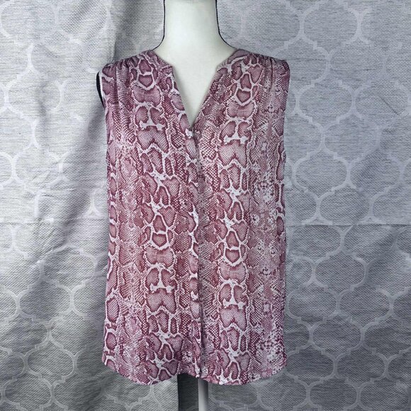 Chelsea & Theodore Red White Snakeskin Pattern Sleeveless Blouse Size M - Picture 1 of 7